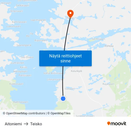 Aitoniemi to Teisko map