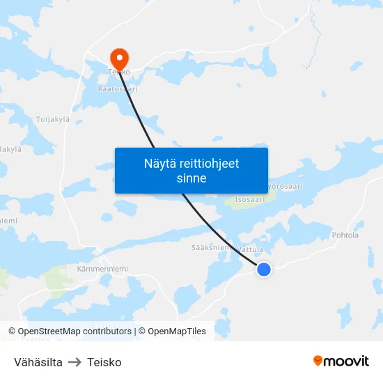Vähäsilta to Teisko map