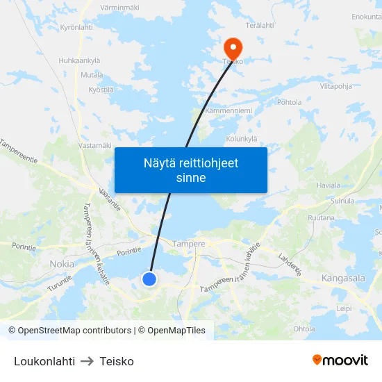 Loukonlahti to Teisko map