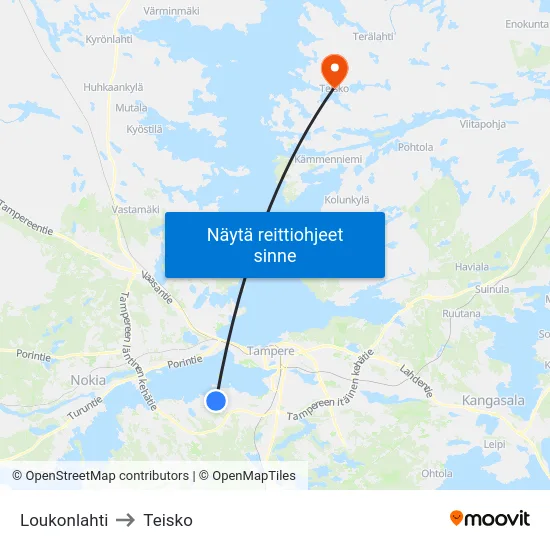 Loukonlahti to Teisko map