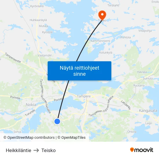 Heikkiläntie to Teisko map