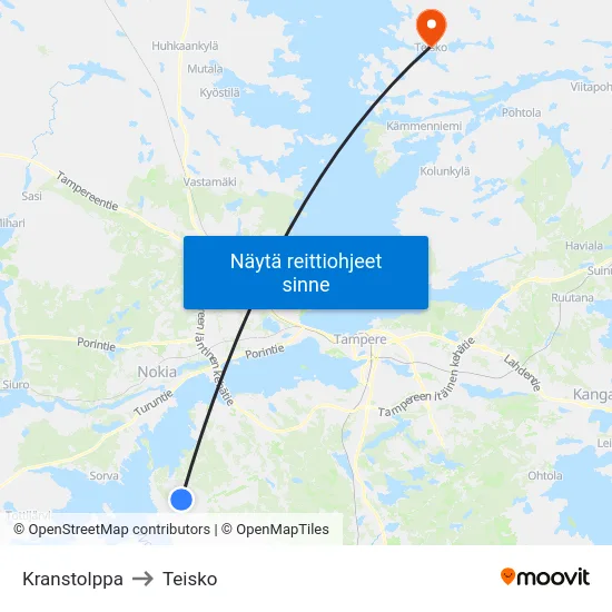 Kranstolppa to Teisko map