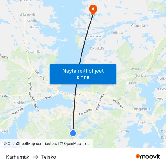 Karhumäki to Teisko map