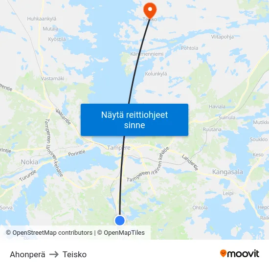 Ahonperä to Teisko map