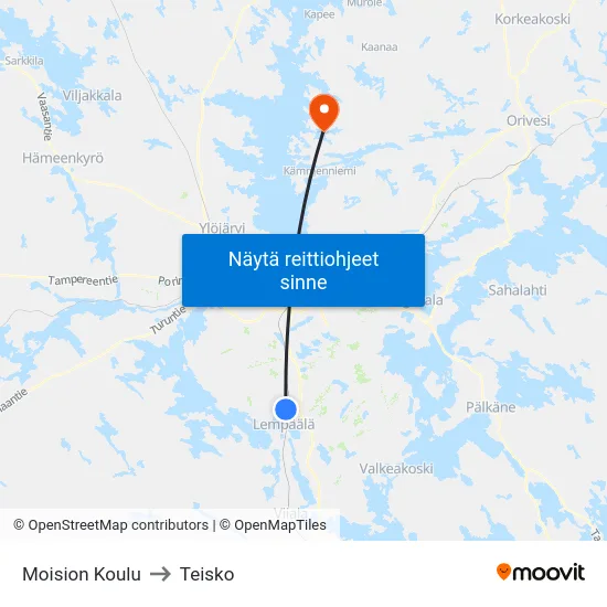 Moision Koulu to Teisko map