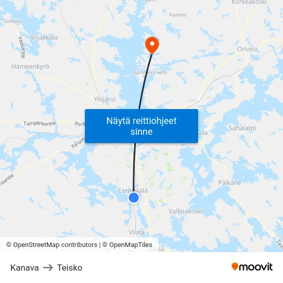 Kanava to Teisko map