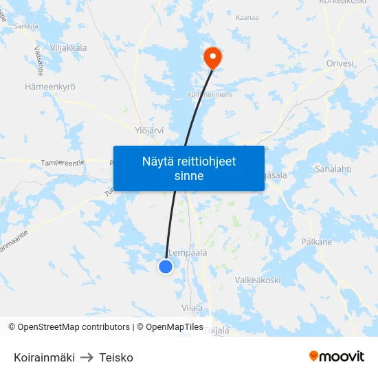Koirainmäki to Teisko map