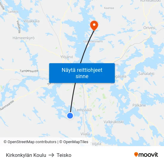 Kirkonkylän Koulu to Teisko map
