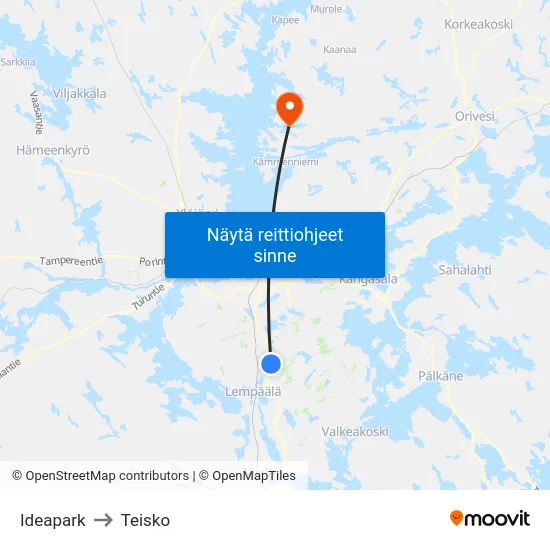 Ideapark to Teisko map