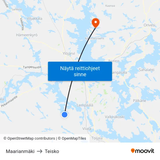 Maarianmäki to Teisko map