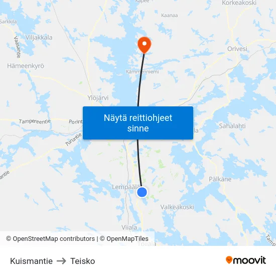 Kuismantie to Teisko map