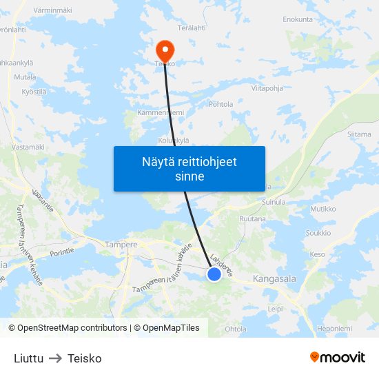 Liuttu to Teisko map