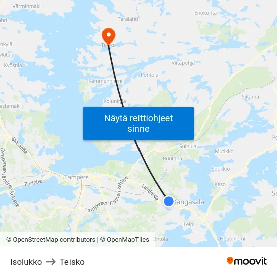Isolukko to Teisko map