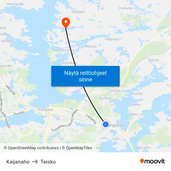 Kaijanaho to Teisko map