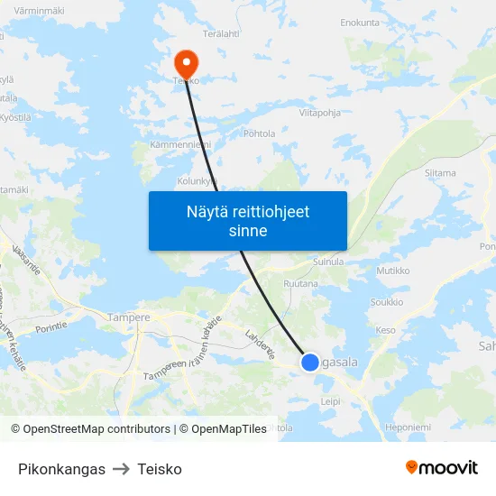 Pikonkangas to Teisko map