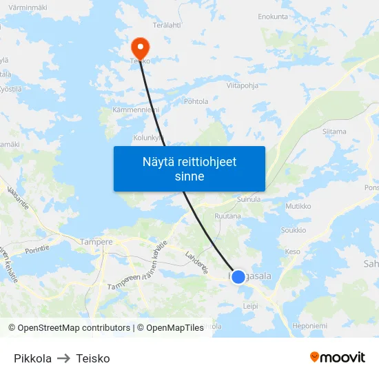Pikkola to Teisko map
