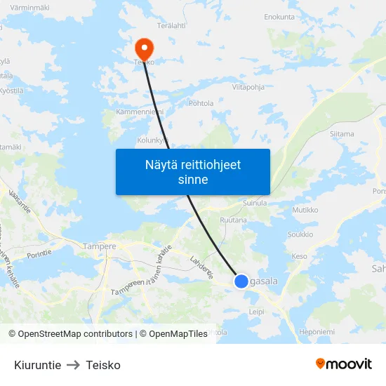 Kiuruntie to Teisko map