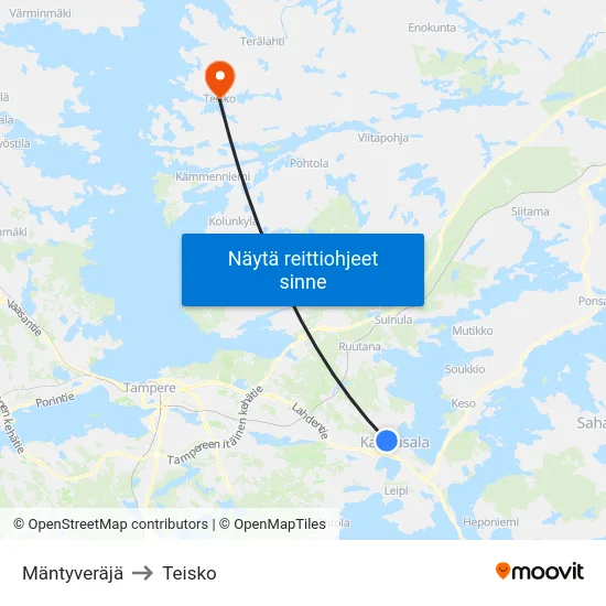 Mäntyveräjä to Teisko map