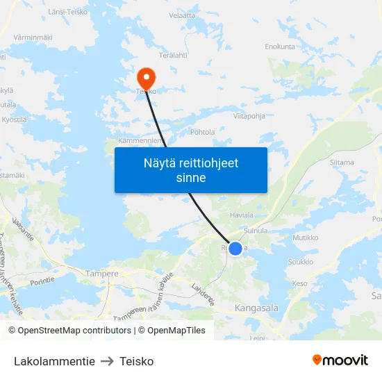 Lakolammentie to Teisko map