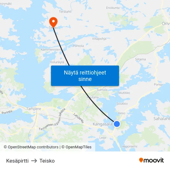 Kesäpirtti to Teisko map