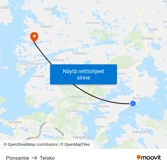 Ponsantie to Teisko map