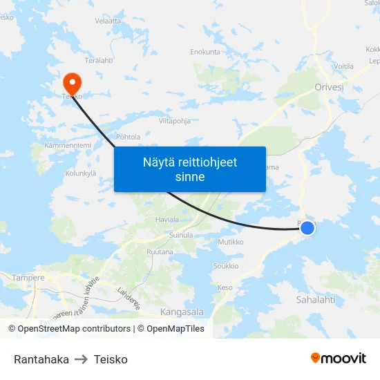 Rantahaka to Teisko map
