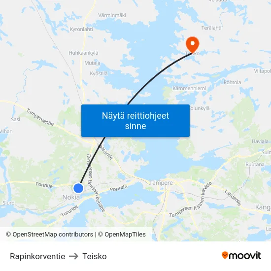 Rapinkorventie to Teisko map