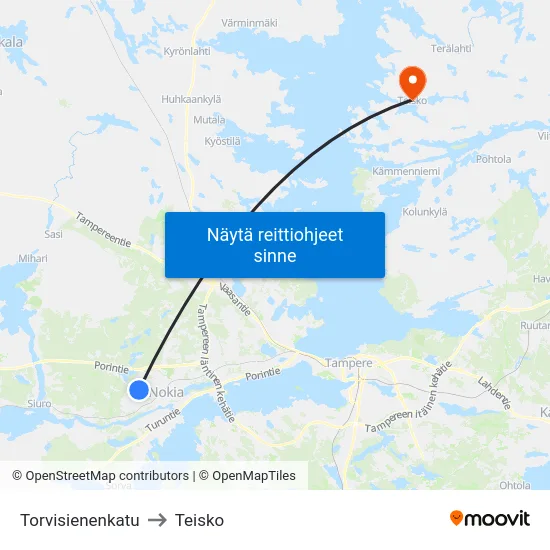 Torvisienenkatu to Teisko map