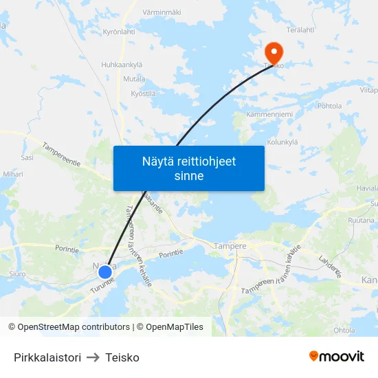 Pirkkalaistori to Teisko map