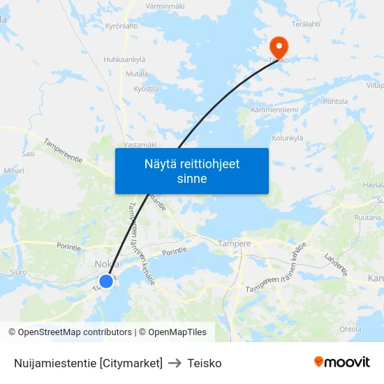 Nuijamiestentie [Citymarket] to Teisko map