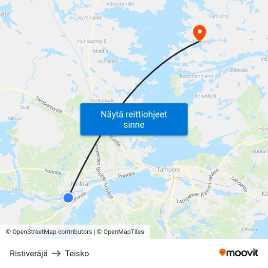 Ristiveräjä to Teisko map
