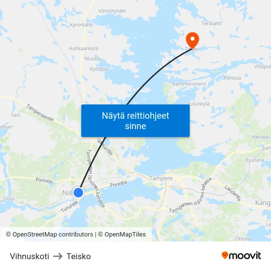 Vihnuskoti to Teisko map