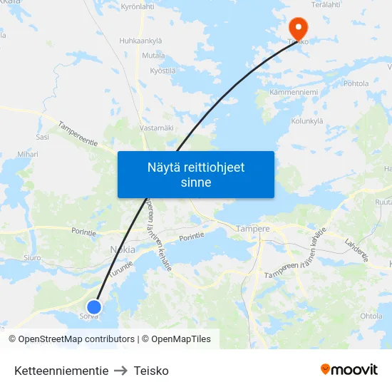 Ketteenniementie to Teisko map