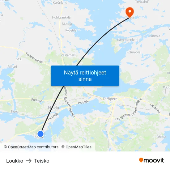 Loukko to Teisko map