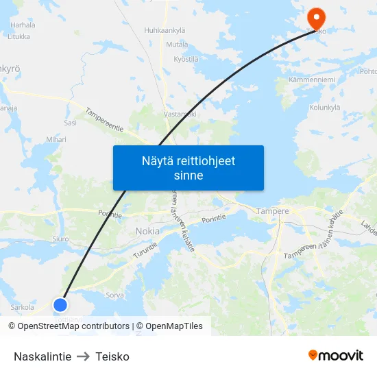 Naskalintie to Teisko map