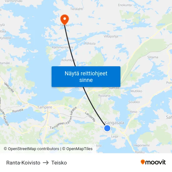 Ranta-Koivisto to Teisko map