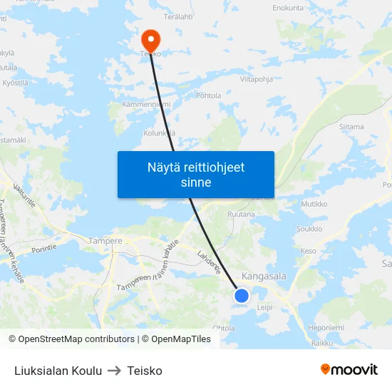 Liuksialan Koulu to Teisko map