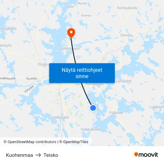 Kuohenmaa to Teisko map