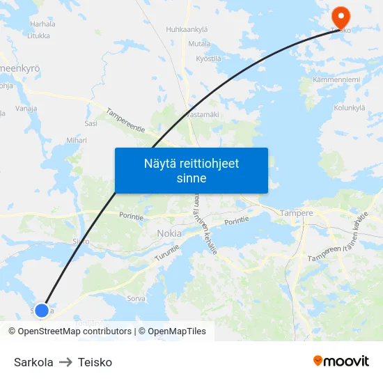 Sarkola to Teisko map