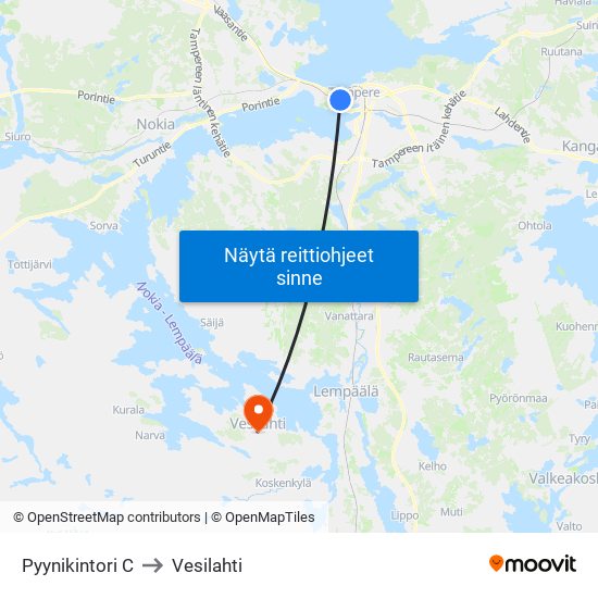 Pyynikintori C to Vesilahti map