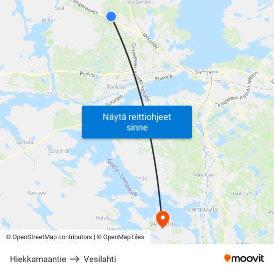 Hiekkamaantie to Vesilahti map