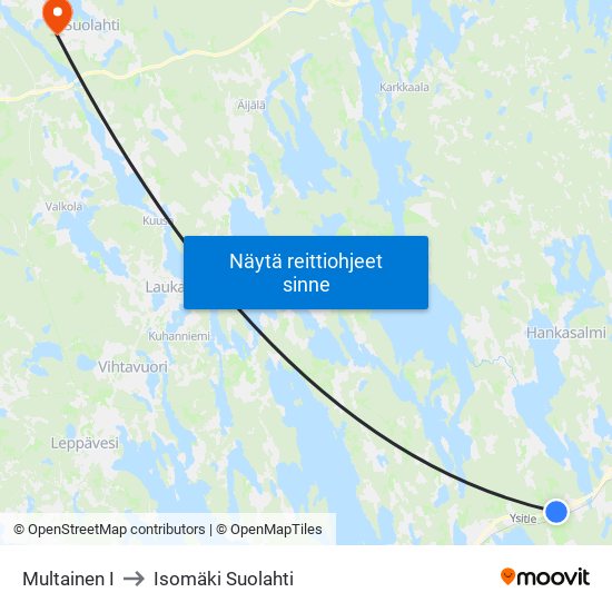 Multainen I to Isomäki Suolahti map