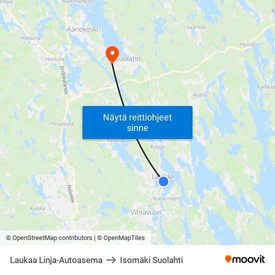 Laukaa Linja-Autoasema to Isomäki Suolahti map