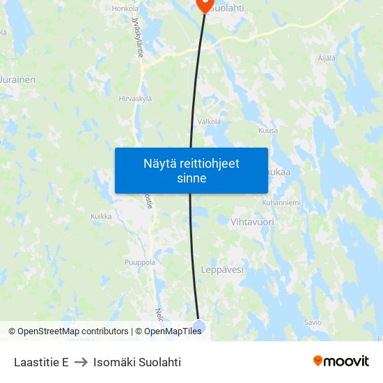 Laastitie E to Isomäki Suolahti map