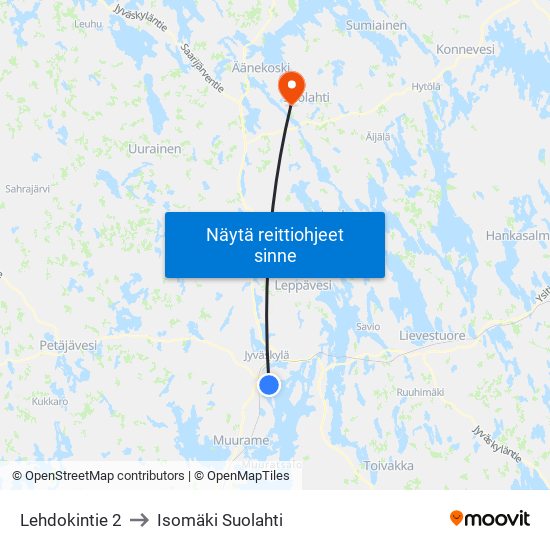 Lehdokintie 2 to Isomäki Suolahti map