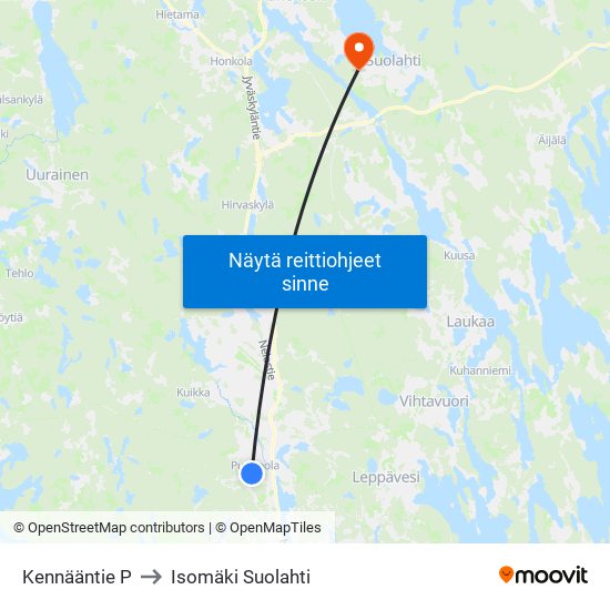 Kennääntie P to Isomäki Suolahti map