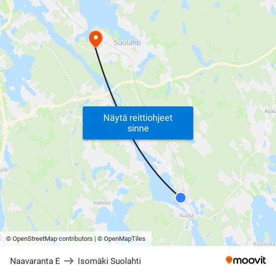 Naavaranta E to Isomäki Suolahti map