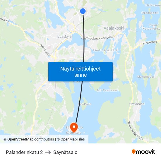 Palanderinkatu 2 to Säynätsalo map