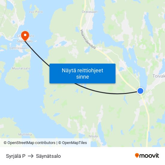 Syrjälä P to Säynätsalo map