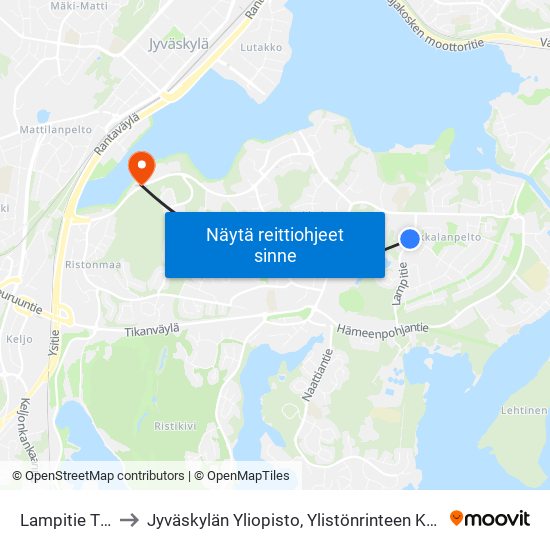 Lampitie Th 2 to Jyväskylän Yliopisto, Ylistönrinteen Kampus map